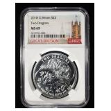 2018 TWO DRAGONS 1 OZ .999 SILVER ROUND NGC MS69