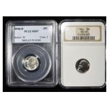 1946-D PCGS & 1960 NGC ROOSEVELT DIMES MS67
