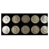 (10) 90% SILVER FRANKLIN HALD DOLLAR