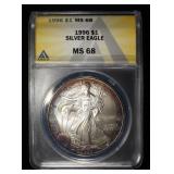1996 AMERICAN SILVER EAGLE ANACS MS 68
