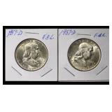 (2) 1957-D FRANKLIN HALF DOLLARS BU FBL