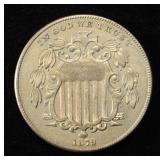 1879 SHIELD NICKEL AU