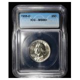 1955-D WASHINGTON QUARTER ICG MS 66+