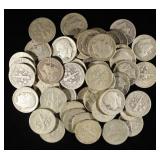 (50) 90% SILVER ROOSEVELT DIMES, (1) MERCURY DIME