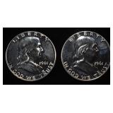 (2) 90% SILVER 1961 FRANKLIN HALF DOLLARS PROOF BU