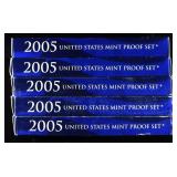 (5) 2005 US MINT PROOF SETS