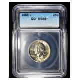 1955-D WASHINGTON QUARTER ICG MS 66+