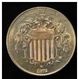1872 SHIELD NICKEL CH TO GEM BU