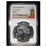 2018 TWO DRAGONS 1 OZ .999 SILVER ROUND NGC MS69
