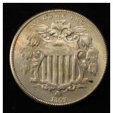 1867 SHIELD NICKEL CH BU NO RAYS