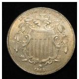 1866/66 SHIELD NICKEL BU REPUNCHED DATE