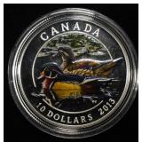 2013 PAINTED WOOD DUCK 1/2 OZ 0.999 SILVER ROUND
