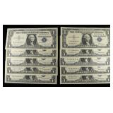 (10) $1 SILVER CERTIFICATES CU