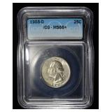 1955-D WASHINGTON QUARTER ICG MS 66+