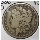 1886-O MORGAN DOLLAR FINE