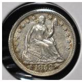 1853 SEATED LIBERTY HALF DIME ARROWS  DATE CH BU