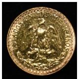 1945-MO 2 PESOS TYPE2, RESTRIKE GOLD KM-461