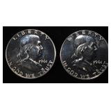 (2) 90% SILVER 1961 FRANKLIN HALF DOLLARS PROOF BU