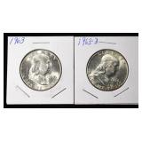 1963 & 1963-D FRANKLIN HALF DOLLARS BU