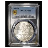 1881-S MORGAN DOLLAR PCGS MS-65
