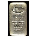 ITALPREZIOSI ITALLY 5 OZ 0.999 SILVER BAR