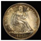 1858 SEATED LIBERTY HALF DOLLAR CH BU
