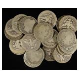 (20) 90% SILVER BARBER QUARTERS