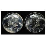 (2) 90% SILVER 1964 KENNEDY HALF DOLLARS PROOF BU
