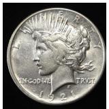 1921 PEACE DOLLAR AU/BU