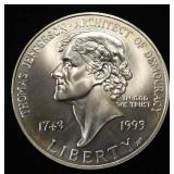 1993-P $1 COMMEM JEFFERSON 250TH