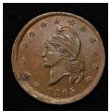 1863 CIVIL WAR TOKEN 'NOT ONE CENT' BU RB