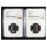 (2) 1963 WASHINGTON QUARTER NGC PF66 & PF67