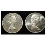 1953 & 1967 $1 CANADA 80% SILVER BU