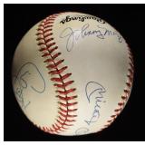 MANTLE, MAYS, MIZE, KINER, FIELDS SIGNED BASEBALL