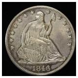 1846 SEATED LIBERTY HALF DOLLAR CH AU