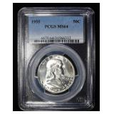 1955 FRANKLIN HALF DOLLAR PCGS MS64