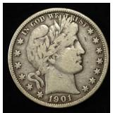 1901 BARBER HALF DOLLAR FINE