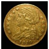 1810 $5 CAPPED BUST GOLD SMALL DATE TALL 5 XF/AU