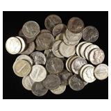 (50) 90% SILVER MERCURY DIMES