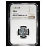 1943-D STEEL CENT NGC MS66