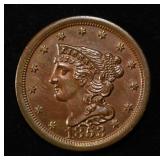 1853 HALF CENT GEM BU
