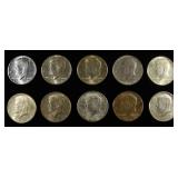 (10) 90% SILVER KENNEDY HALF DOLLARS