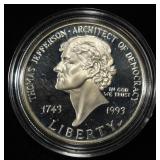 1993-S $1 COMMEM JEFFERSON 250TH ANNIV PR