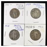 1928-P,S ,1929 & 1930-S STANDING LIBERY QUARTERS