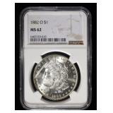 1882-O MORGAN DOLLAR NGC MS62