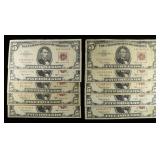 (10) $5 RED SEAL NOTES
