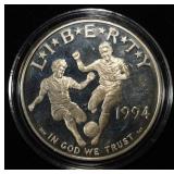 1994-S COMMEM WORLD CUP $1 90% SILVER PR