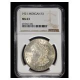 1921 MORGAN DOLLAR NGC MS63
