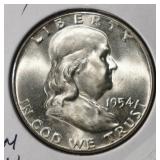 1954 FRANKLIN HALF DOLLAR GEM BU FBL