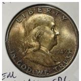 1949 FRANKLIN HALF DOLLAR FBL GEM ORIGINAL UNC